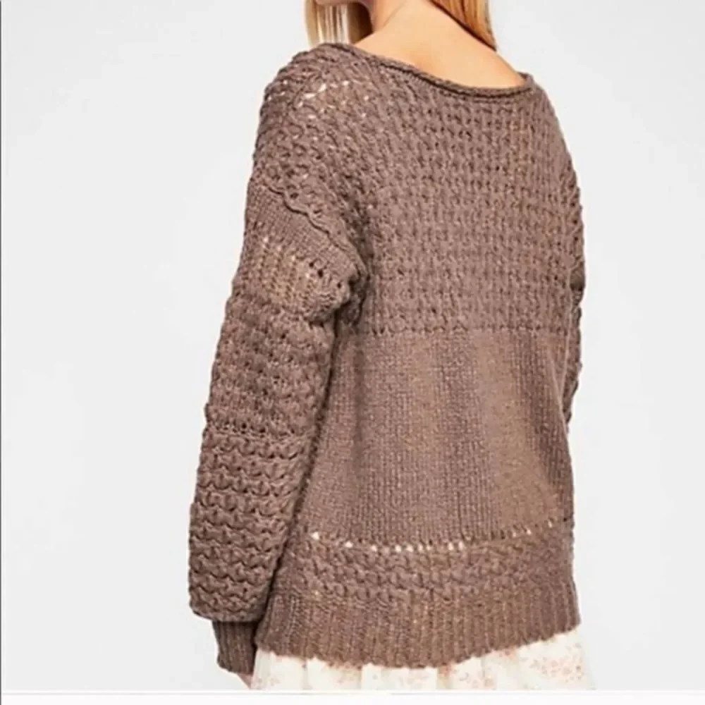 Free People Crashing Waves Pullover in Cocoa Sz Large